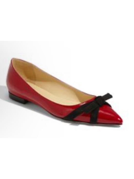 Kate Spade Shoes - Women's Kate Spade Red Patent Leather Flats with Black Bow Size 8